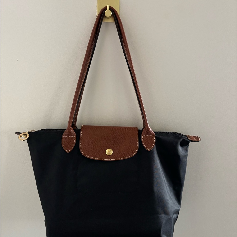 Longchamp Black and Brown Tote